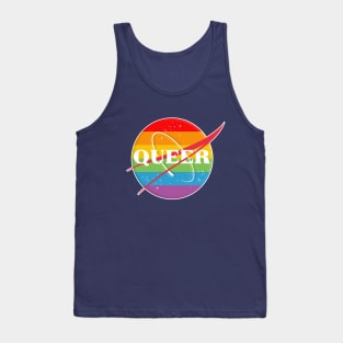 NASA/QUEER Rainbow  Logo Tribute/Parody Design Tank Top